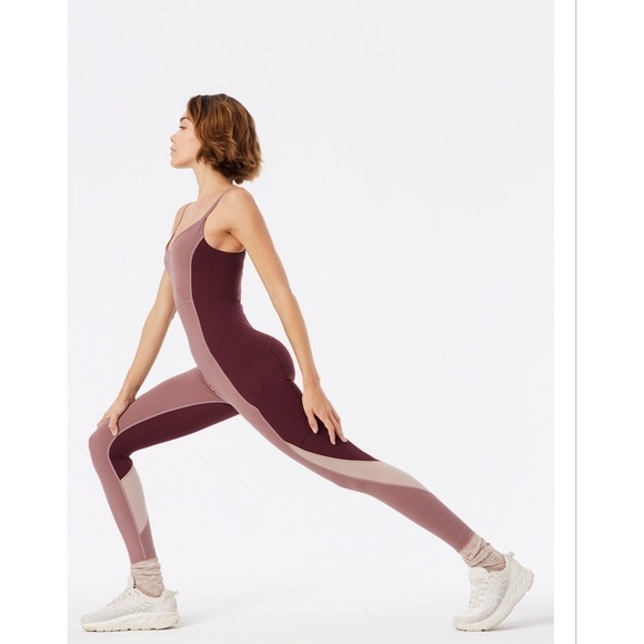 Outdoor Voices ZOOM FULL LENGTH BODYSUIT Jumpsuit DEEP TAUPE/SHIRAZ/MOCHA Sz XS - Picture 5 of 12